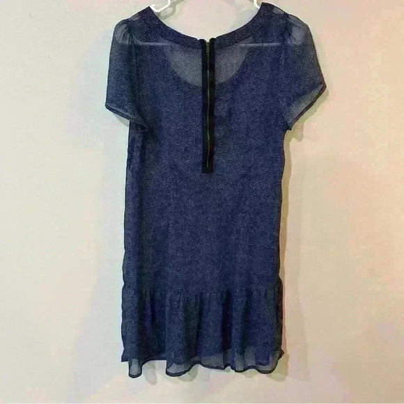 Kimchi Blue Sheer Crewneck Short Sleeve Navy Blue Mini Dress Women’s Size Small - Picture 3 of 4